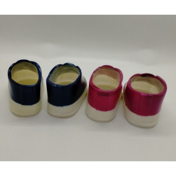 Two Pair Of Tennis Shoes For 12 Inch Dolls - Sneakers Hi Tops - Pink - Blue - Picture 4 of 6